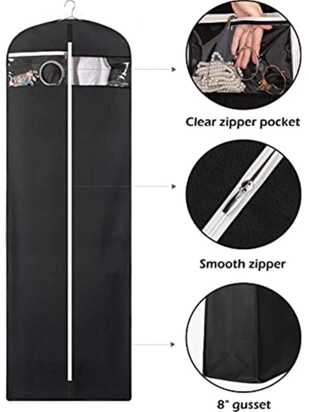 Wedding Dress Garment Bag 70 Inch Bridal Gown Storage Travel Zipper Protector